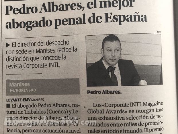 Pedro Albares, Abogado Director de Albares Abogados Mejor Abogado Penalista en 2018