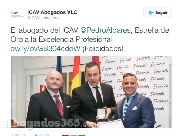 El Abogado del ICAV Pedro Albares, Premio Estrella de Oro del IEP
