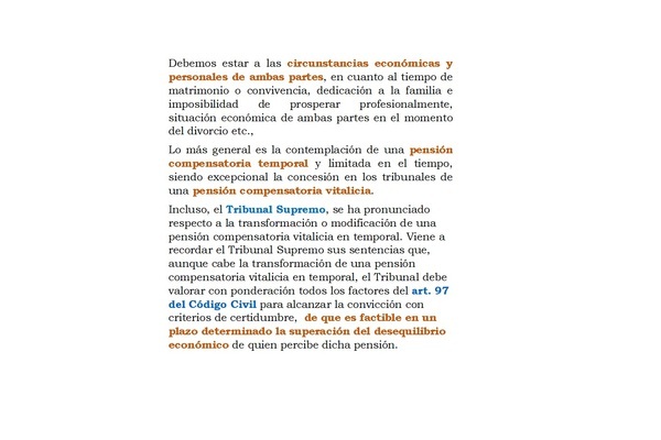 PENSIÓN COMPENSATORIA A FAVOR DEL CÓNYUGE O PAREJA.