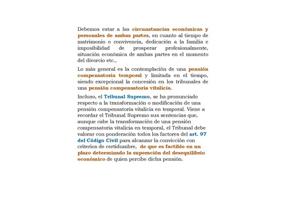 PENSIÓN COMPENSATORIA  A FAVOR DEL CÓNYUGE O PAREJA.