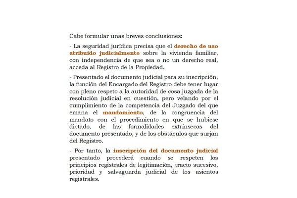 ATRIBUCIÓN USO VIVIENDA Y REGISTRO DE LA PROPIEDAD.