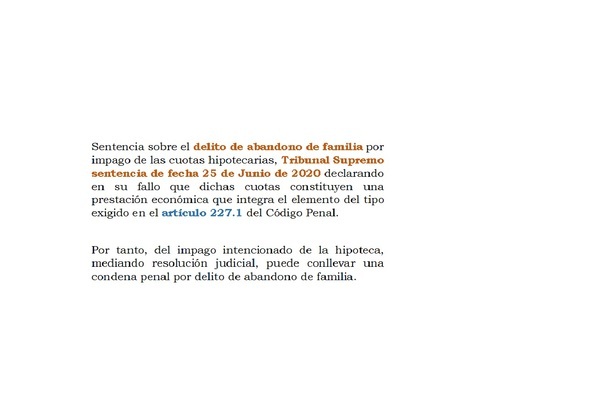 DIVORCIO E IMPAGO DE HIPOTECA EN EL CÓDIGO PENAL.